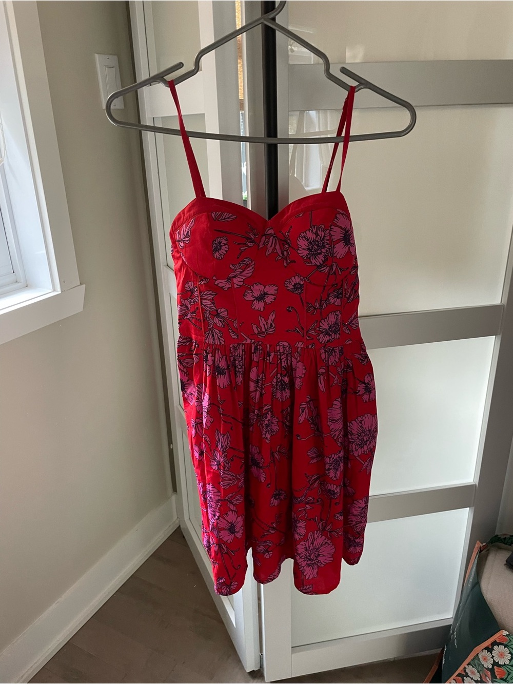 Red Floral Spaghetti-Strap Chemise